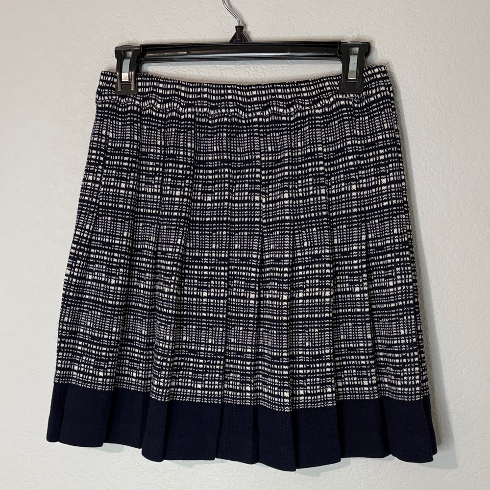 St. John Collection Pleated Mini Skirt Blue White 2